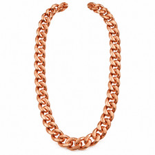 Pure Solid Copper Necklace 12mm Arthritis Cuban Chain Curb Link Necklace 22-26''