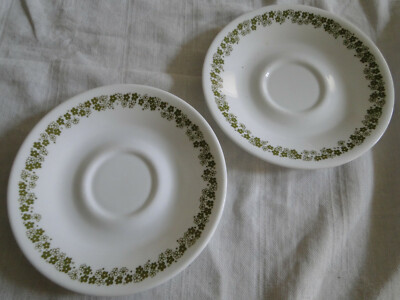 Set of 2 Corning Corelle SPRING BLOSSOM GREEN Pattern 6¼' Saucers 