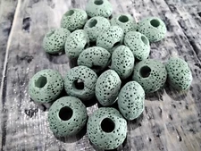 Natural Lava, Rondelle, Aquamarine, 16 x 10mm, Hole 5mm, 20pce Free Postage 