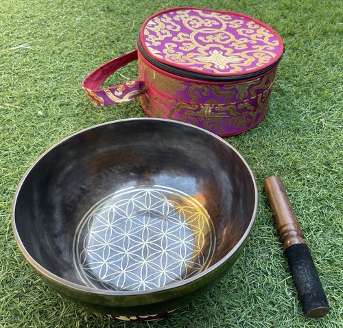 Singing Bowl-Flower Of Life Meditation Bowl-Handmade-20.5 cm-Free Postage - Picture 7 of 12