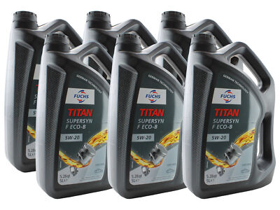 Fuchs 30 Liter TITAN SUPERSYN F ECO-B SAE 5W-20 Engine Oil 6 x 5L Acura Ford Ram