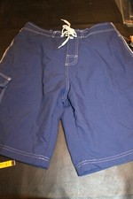 TYR Flat Front Swim Trunks Board Shorts Navy Blue Mens sz S NEW bin204 