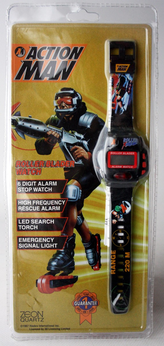 RARE VINTAGE 1997 ACTION MAN ROLLER BLADER ALARM WATCH ZEON QUARTZ