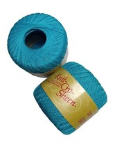 1Vintage Yarn Mercerized Cotton Knit-Cro Sheen Crochet Thread Parakeet Blue 132A