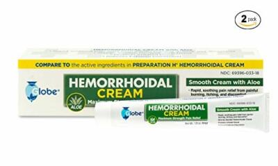 Hemorrhoidal cream with Aloe, 1.8 oz - 2 pack - Compare to Preparation H 