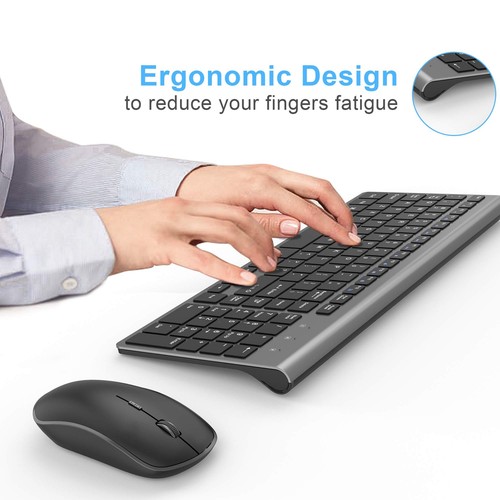 Wireless Keyboard Mouse Combo 2.4G Compact Slim Set for Windows PC Laptop Grey - Picture 6 of 7