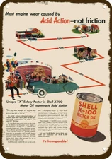 1949 SHELL X-100 MOTOR OIL Vintage Look DECORATIVE METAL SIGN -COLLEGE FOOTBALL 