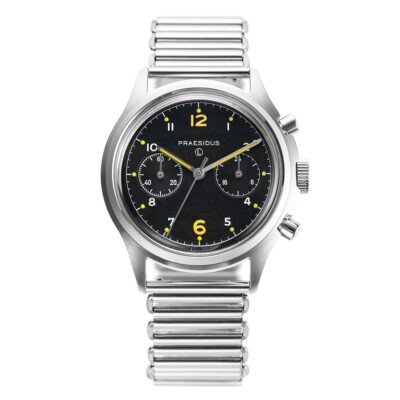 Praesidus PAC-76 BL Mechanischer Hybrid Chronograph Quarz Stahl Schwarz Herrenuhr