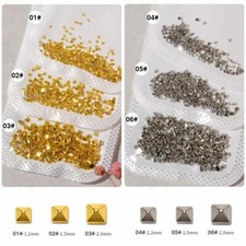 200Pcs Punk Nail Art Pointed Rivet Rhinestones Metal Flatback 3D Gold/Silver DIY