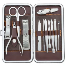 12pcs Nail Care Pedicure Manicure Set Nail Clippers Cleaner Cuticle Grooming Kit