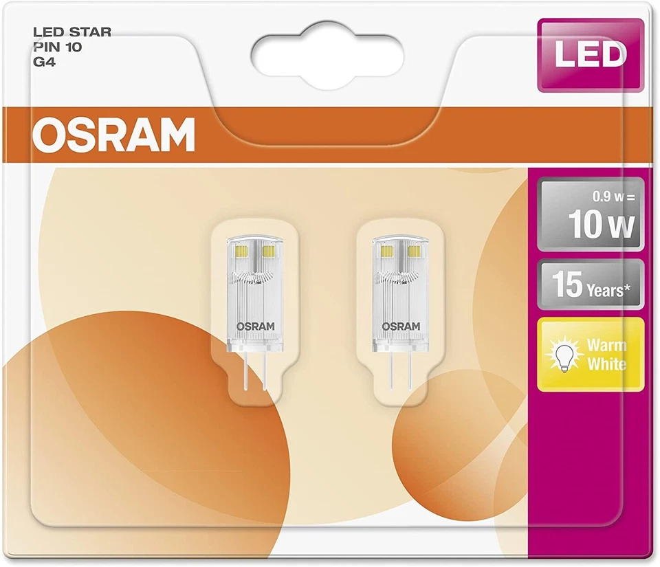 Lampadina Led Osram Star Pin 10 Attacco G4 0.9W Warm White - 2700K 12V - Immagine 3 di 4