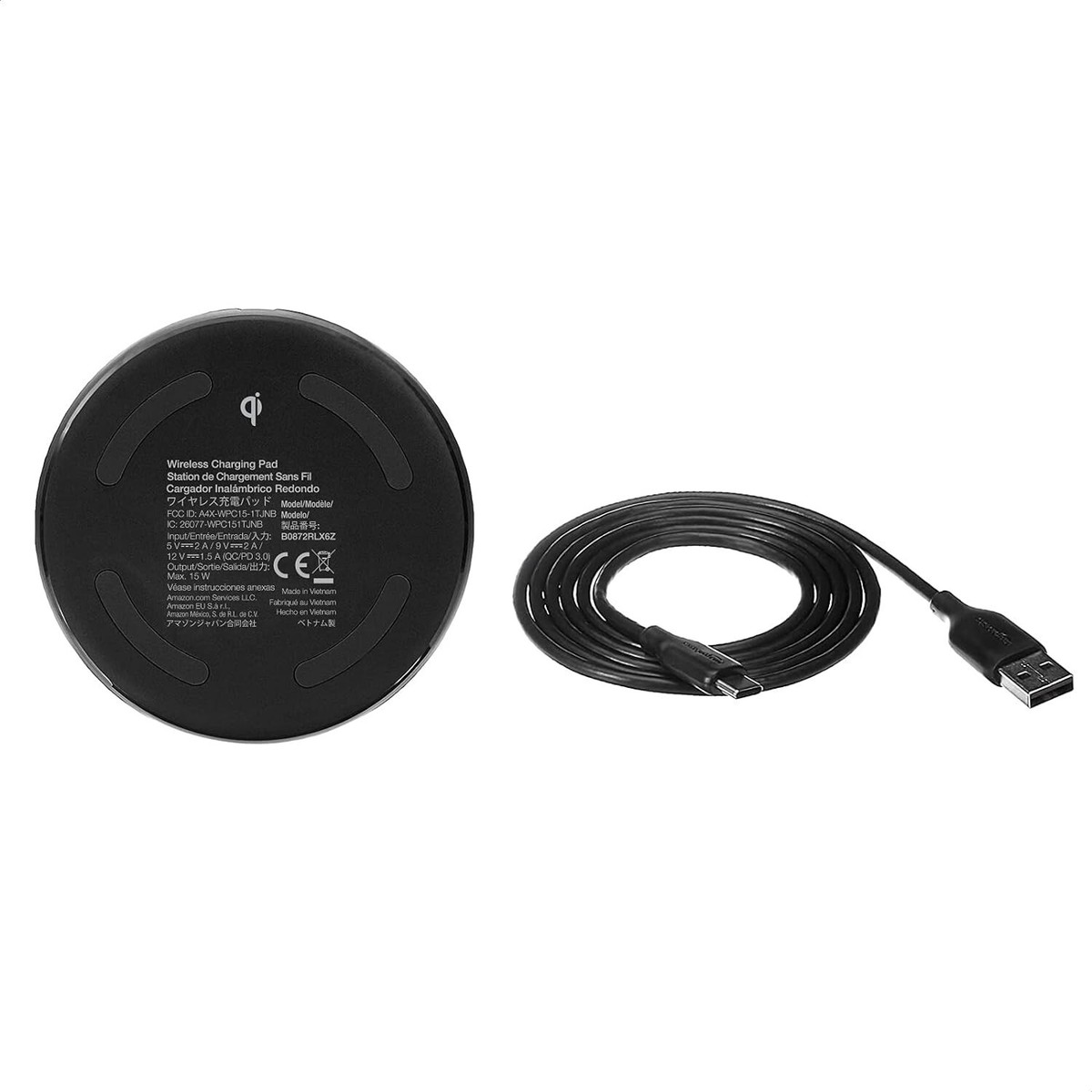 Amazon Basics 15W Qi Certified Wireless Charging Pad with USB