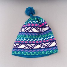 Vermont Originals Pom Pom Beanie Hat Multicolor Wool Ski Made in USA