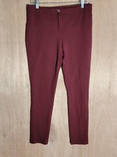 vince camuto dress pants womens size 10 skinny stretch flat front burgundy