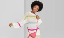 Striped Crewneck Oversized Pullover Sweater-Wild Fable-White-Various Sizes -S484