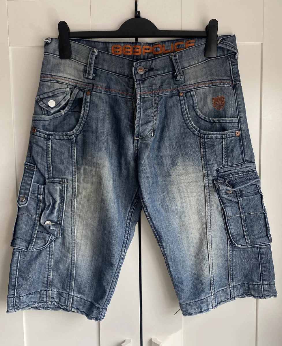 Police denim hotsell cargo shorts