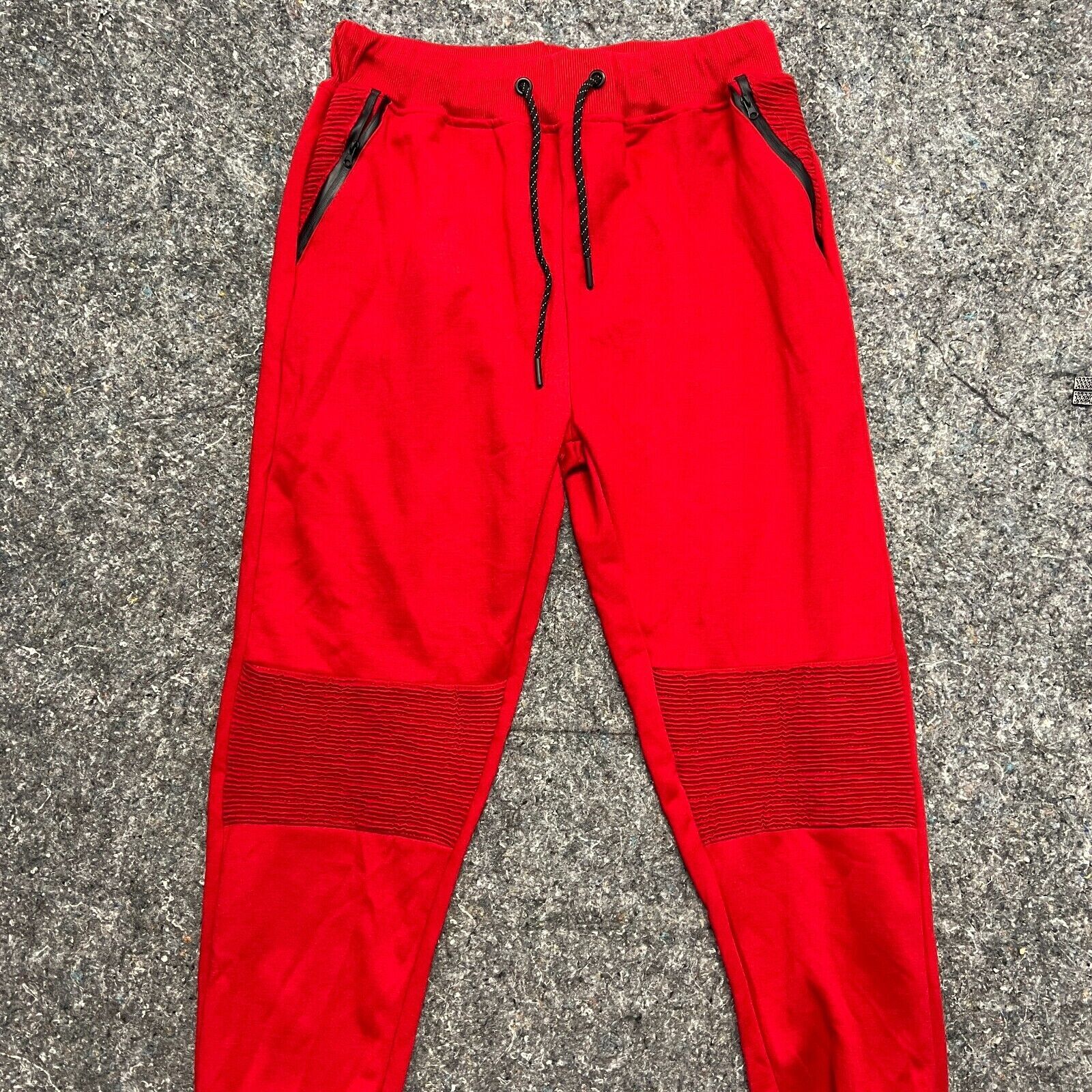 Men’s XL Red Streetwear Joggers with Zipped Pockets & Drawstring-image