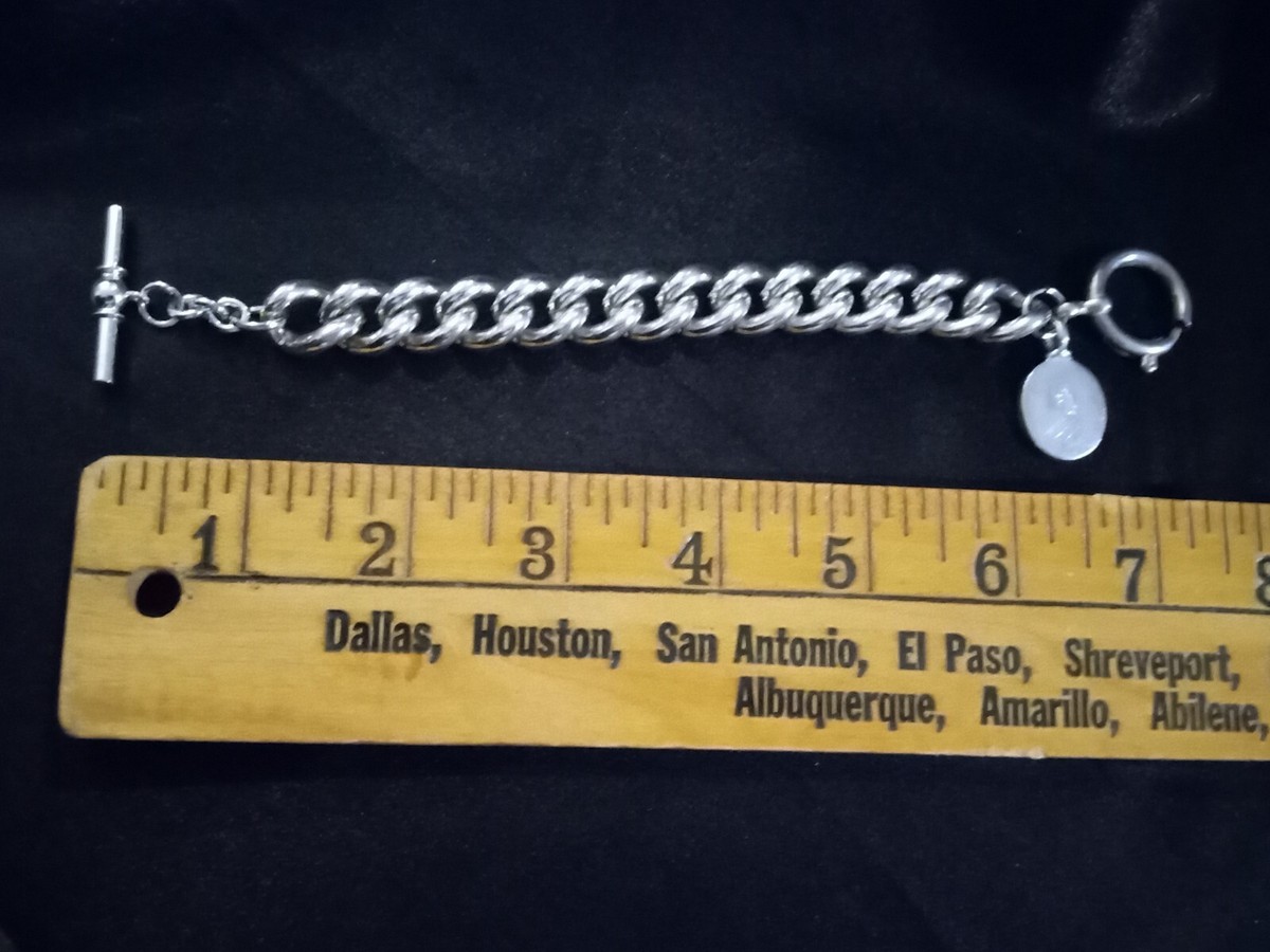 RALPH LAUREN RLL CHAIN CHARM SILVER TONE BRACELET 7 RALPH LAUREN RLL CHAIN CHARM SILVER TONE BRACELET 7