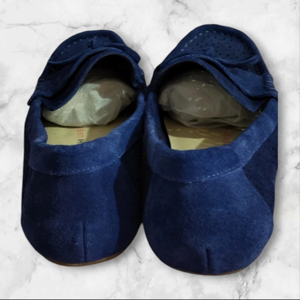 Isaac Mizrahi Live 海军蓝麂皮绒乐福鞋平底懒人鞋 6.5 码 — 第 4/4 张图片