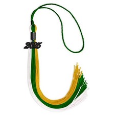 Endea Graduation Green/Gold/White Tassel with Black Date Drop