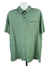 Duluth Trading Men's Green Striped Short Sleeve Athletic Polo - XL