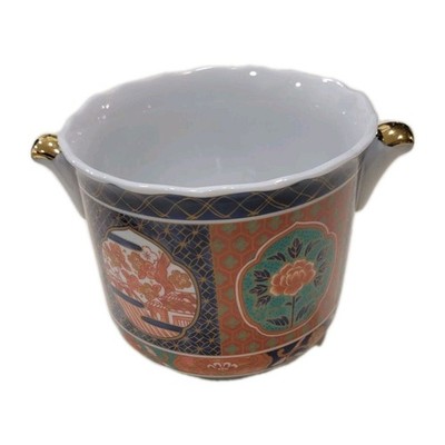 Vtg Takahashi Cachepot Planter Gold Double Handles Ryuho Kiln 5''