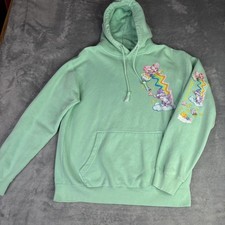 Care Bears Hoodie Womens Medium Green Ripple Junction Fleece Graphic Pullover