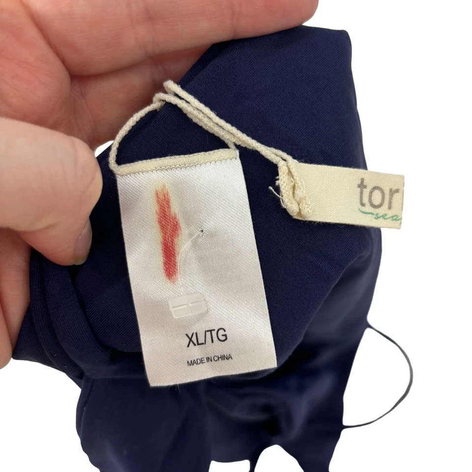 Traje de baño Tori Praver para mujer XL espuma de mar lazo trasero nadar una pieza azul marino con tiras Foto 3 de 4
