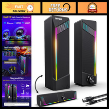 RGB Gaming Speakers for PC, Laptop  Desktop - USB Powered 2 in 1 Touch Control