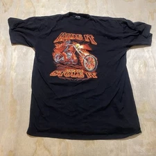 Vintage Ride It Like You Stole It T-Shirt Mens Black Biker Skeleton Short Sleeve