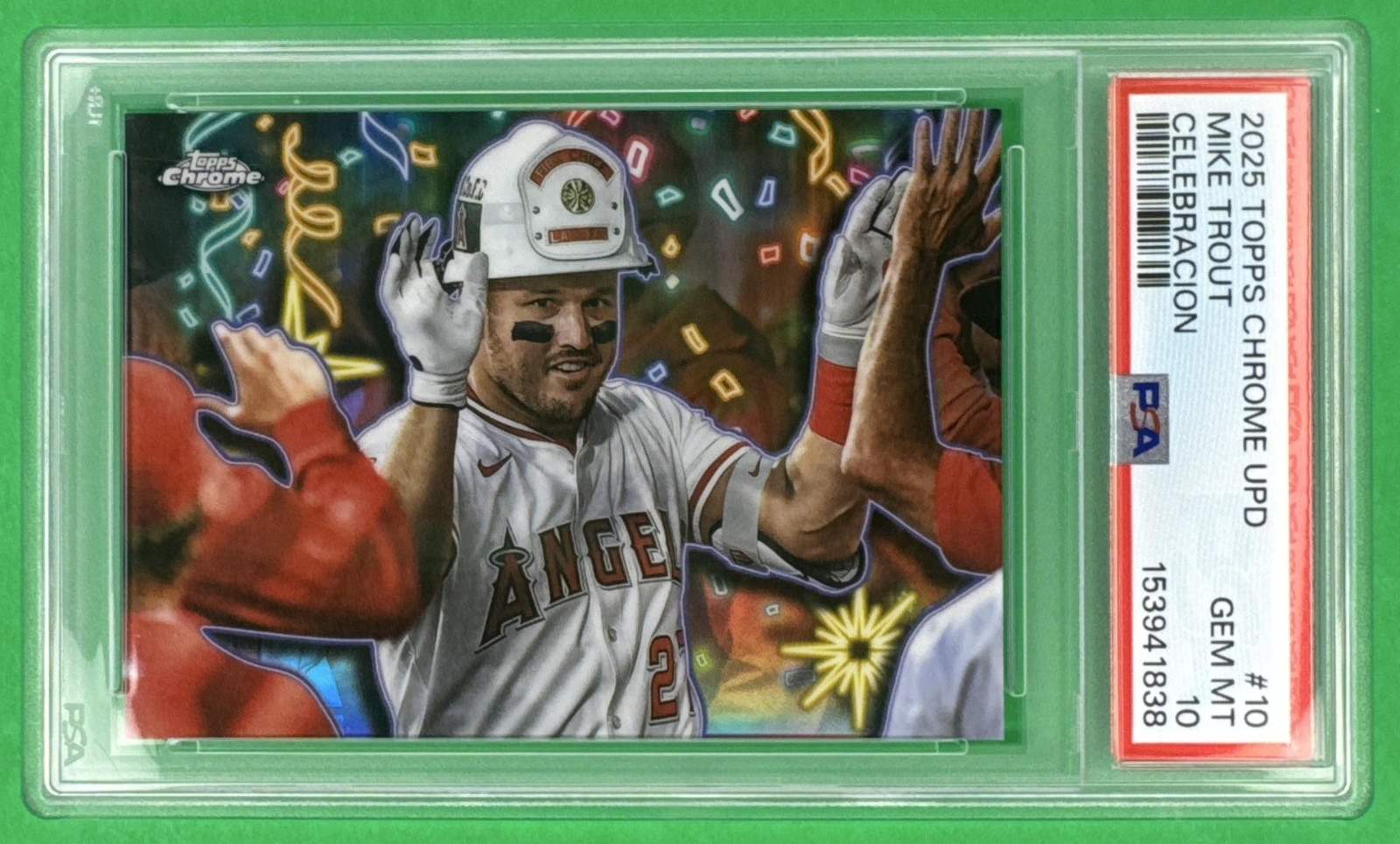 2025 Topps Chrome Update Mike Trout #CT-10 Celebracion Angels PSA 10