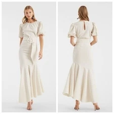 Sachin & Babi Camila Ivory Crepe Ruched Mermaid Maxi Dress NEW $650 Size 10