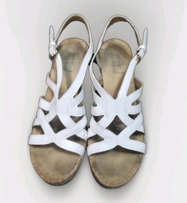 Used Lauren Blakwell White Wedge Sandal Size 6.5 open toe