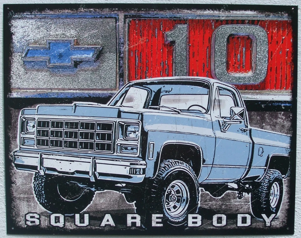Chevy C10 Square Body  PickUp Truck USA  Chevrolet Metall Deko Schild - Bild 1 von 1