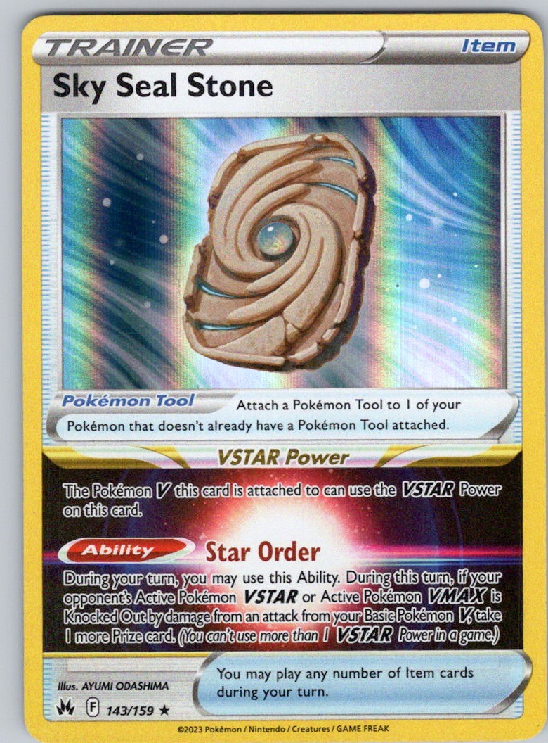 Sky Seal Stone Holo Rare Crown Zenith Holo 143/159 NM