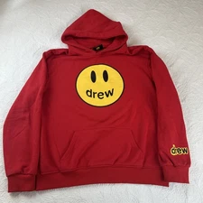Drew House Hoodie Adult Large Red Justin Bieber Smile Logo Kangaroo Pocket Mens