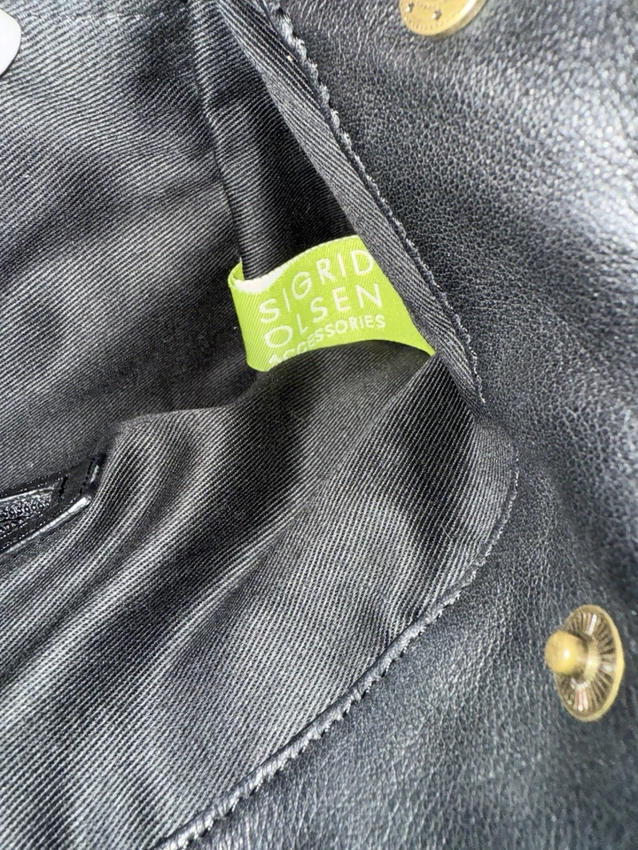 SIGRID OLSEN Black Genuine Leather Tote Purse Handbag NEW - Image 4 of 4