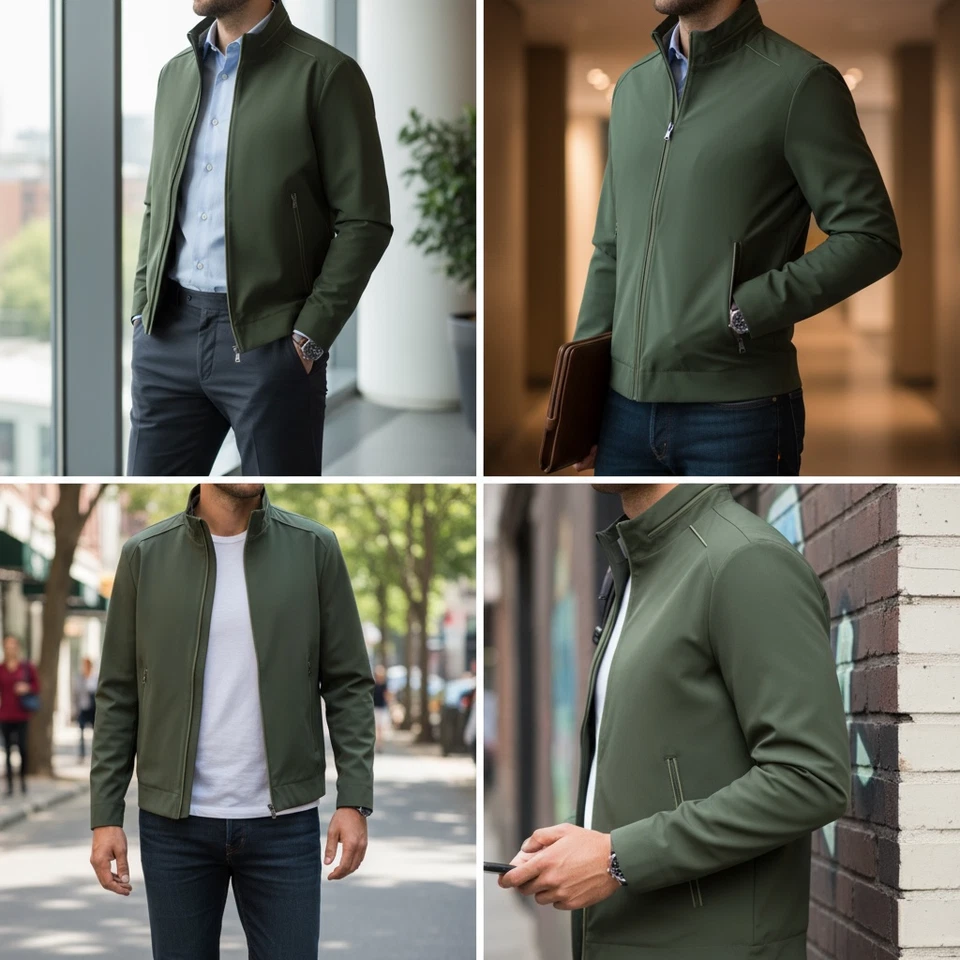 Paul & Shark Outdoor Jacket Mens Bomber Green Stretch Fabric Typhoon 20000 BNWOT - Image 2 of 4