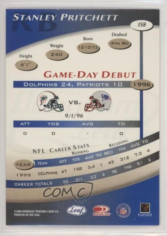 2000 Quantum Leaf Stanley Pritchett #158 - Image 2 of 2