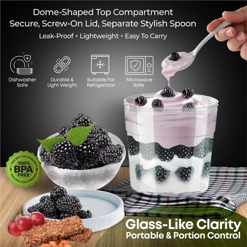 4-Pack Parfait Cups with Lids Reusable - Airtight & Portable Yogurt Container... - Picture 3 of 6