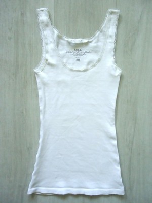 T-Shirt L.O.G.G. H&M, Gr. S, weiß, ärmellos, Doppelnaht, blickdicht, Baumwolle