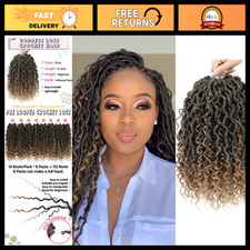 12" Faux Locs Crochet Hair for Black Women - 8 Packs Curly Ends, Goddess Style