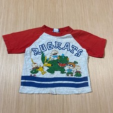 Vintage 1998 Rugrats Nickelodeon T-Shirt Kids Size 5 Red Gray Raglan Reptar USA