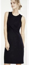 ANN TAYLOR Navy  Stretch Twist Front Sheath Sleeveless Dress Size 2