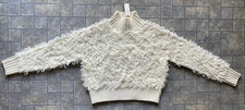 NWT New Anthropologie Maeve XXS White Ivory Pullover Sweater Fringe Top 
