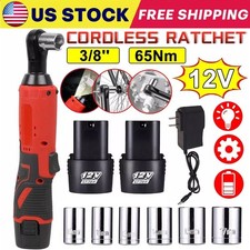 38 Electric Cordless Ratchet Right Angle Wrench Impact Power Tool W 2 Battery