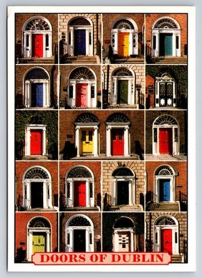 Vintage John Hinde Postcard: Colorful Georgian Doors of Dublin, Ireland