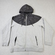 Reebok Hoodie Mens Large Gray Black Full Zip Pockets