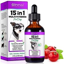 15-in-1 Dog Multivitamin Liquid Supplement for Immunity, Skin  Coat, Hip 