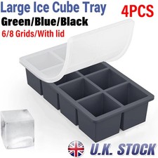 6/8 Cavity Silicone Ice Tray -Extra large Ice Cube Trays Mould Easy Release 4PCS
